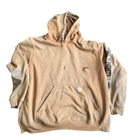Carhartt Distressed Brown Hoodie 2XL Original Fit Mens Cotton/Polyester Blend - Picture 1 of 4
